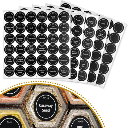 Set of 12 Magnetic Glass Spice Tins with 180 Seasoning Label Stickers4