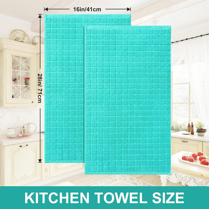 Premium Ring Spun Cotton 390 GSM Kitchen Towels, 4 Pack, Aqua5