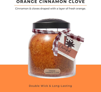 — Orange Cinnamon Clove - 34Oz Papa Scented Candle Jar with Lid - Keepers of the Light - 155 Hours of Burn Time, Gift for Women, Orange2