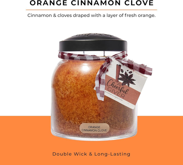 — Orange Cinnamon Clove - 34Oz Papa Scented Candle Jar with Lid - Keepers of the Light - 155 Hours of Burn Time, Gift for Women, Orange2
