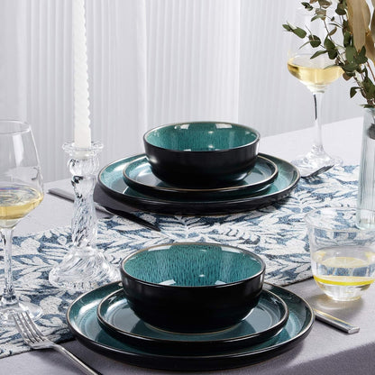 24 Piece Dinnerware Sets for 8, Ceramic Dishes Set, Pastel Turquoise4