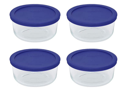 7201 (4-Cup) Glass Bowls & Cadet Blue Lids (4-Pack) - Made in USA1