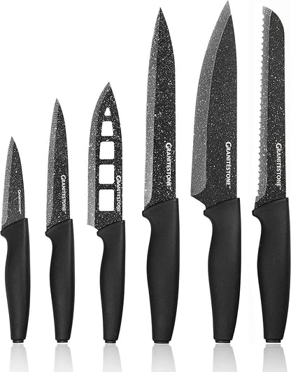Nutriblade 6 Piece - Ultra Sharp, Pfoa-Free Stainless Steel Blades, Kitchen Knife Set, with Nonstick Granite Coating, Easy-Grip Handle, Dishwasher-Safe1