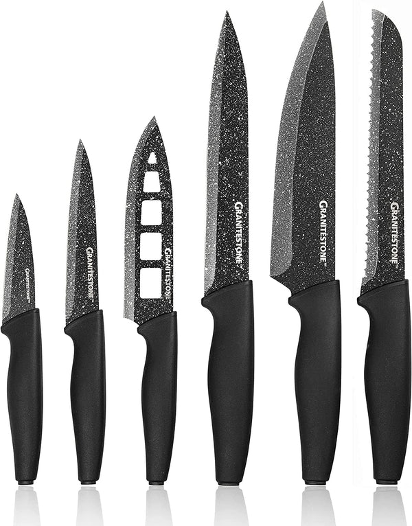Nutriblade 6 Piece - Ultra Sharp, Pfoa-Free Stainless Steel Blades, Kitchen Knife Set, with Nonstick Granite Coating, Easy-Grip Handle, Dishwasher-Safe1
