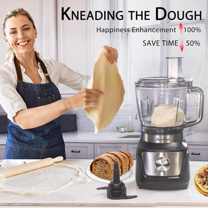 8-Cup Food Processor & Blender Combo, 1000W All-In-One Kitchen Blender for Ice Crushing, Smoothies & Dough, 24Oz To-Go Cup, French Fry Cutter, Dishwasher Safe, Black3