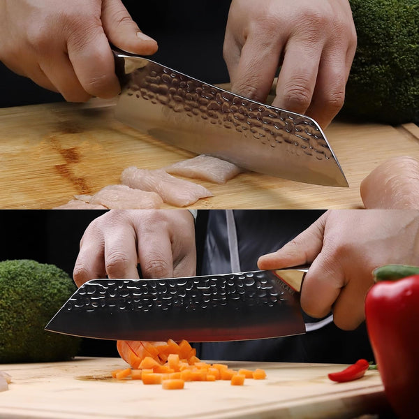 Santoku Knife 7 Inch – VG10 Super Sharp Vegetable Knife – Ergonomic Full Tang Chopping Knife with Pakkawood Handle – Japanese-Style Santoku Sharp Knives for Kitchen5