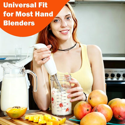 40Oz Immersion Blender Glass Cup 1200Ml Blender Measuring Cup with 2 Lids Wide Mouth Glass Measuring Beaker for Hand Blender Immersion Blending Jar Mixing Cup for Kitchen Home (NO BLENDER)7