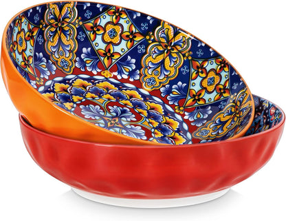 Large Serving Bowls,78 Oz Salad Bowls Set of 2,Serving Dishes-Red1