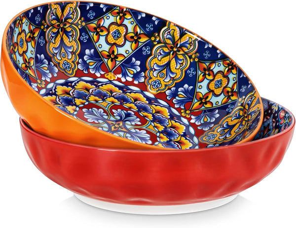 Large Serving Bowls,78 Oz Salad Bowls Set of 2,Serving Dishes-Red1