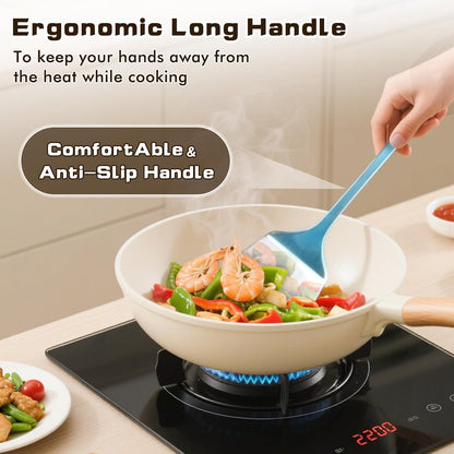 4 Pcs Cooking Utensils Set, Stainless Steel Kitchen Utensils, Heat Resistant Metal Kitchen Tools Include Solid & Slotted Turner Wok Spatula, Serving Spoon, Ergonomic Handle, Easy to Clean, Silver4