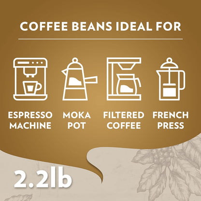 Lavazza Qualitã Oro Whole Bean Blend, Medium Roast, 2.2 Pound (Pack of 1) ,100% Arabica, Central America & African Highland Origins, Fruity & Aromatic10