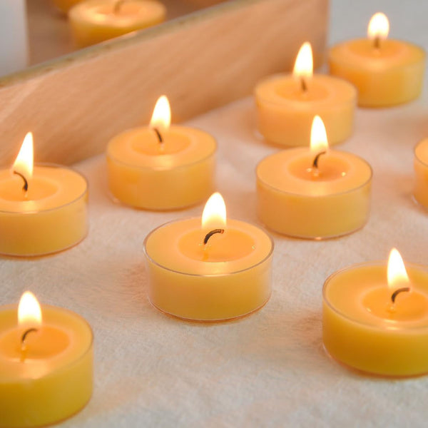 Natural Yellow Beeswax Tealight Candles - 12Pcs - Organic Candle Natural Scent Smokeless Clean Burning4