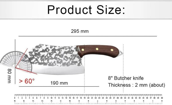 Meat Cleaver,Cleaver Knife 8 Inch ABS Handle Butcher Knife Sharp Professional Chef Knife Cleaver Handmade Forged Steel Kitchen Knives Utility Cooking Tools, LAMAJIGA58442