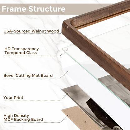 5X7 Picture Frame, Usa-Sourced Walnut Wood Photo Frame with HD Tempered Glass, Wooden 5X7 Frame Matted to 4X6, Handcrafted Rounded Corner Frames for Tabletop or Wall Display4