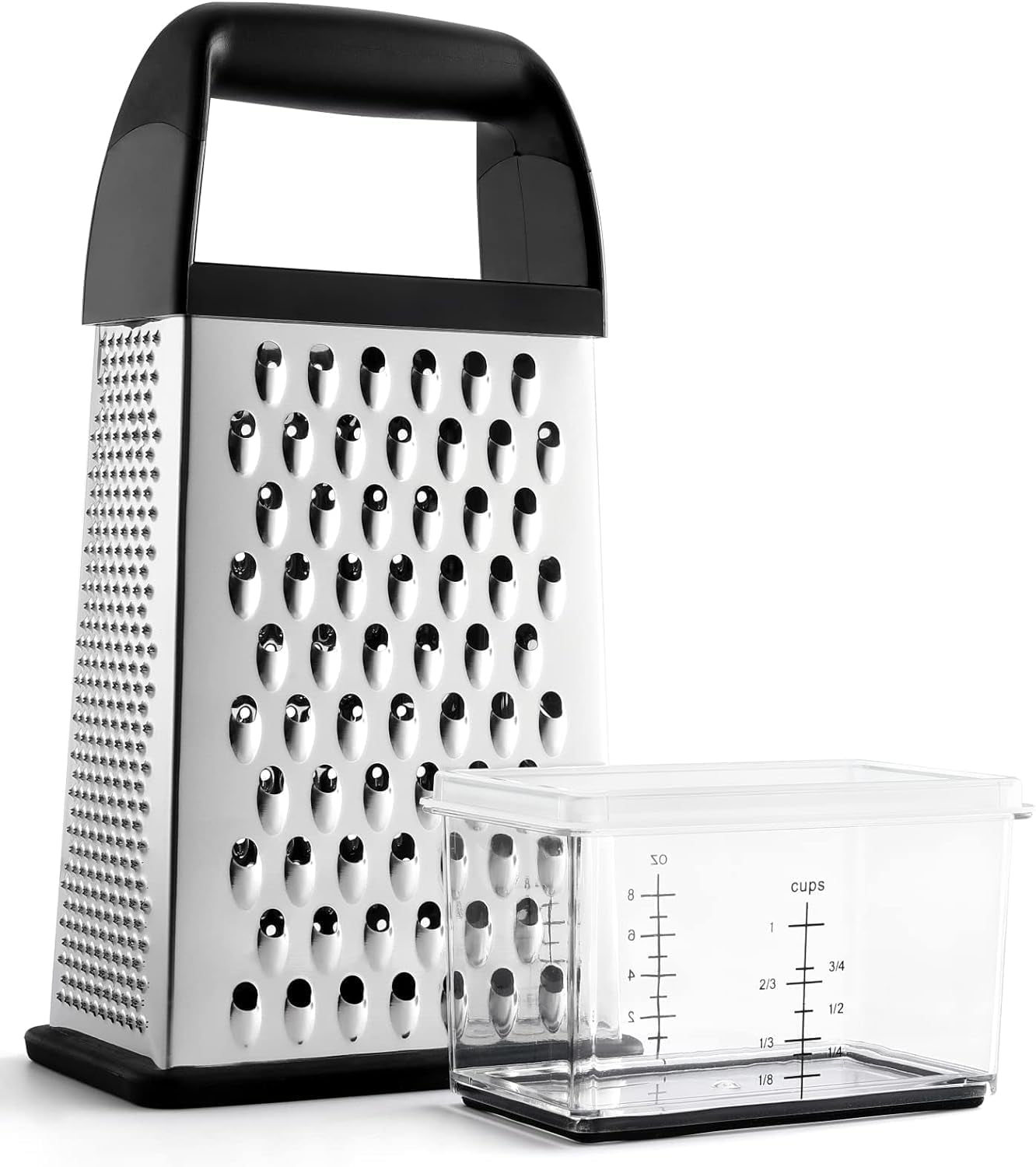 cheese-grater-with-container-box-grater-stainless-steel-kitchen-black-dishwasher-safe-4-sided-vegetable-shredder-zester-cheese-shredder-box-gratters-for-carrot-potato-parmesan-citrus-lemon-gift