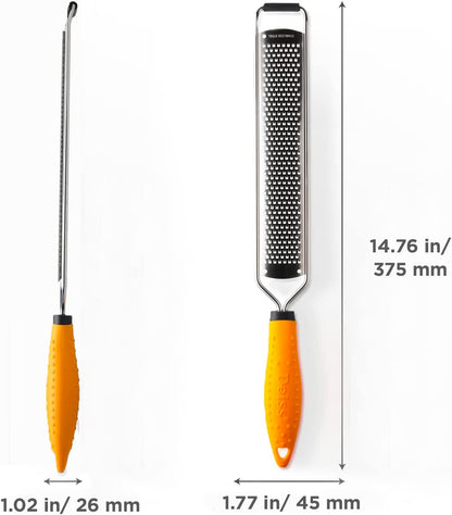 PRO Lemon Zester & Heavy Duty Grater - Parmesan, Garlic, Nutmeg, Chocolate, Fruits, Vegetables, Ginger & Cheese Shredder2