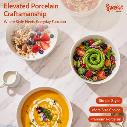 24 Oz Ceramic Cereal Bowl Set of 4, 6" Breakfast Bowl Stackable, round Serving Bowl for Rice, Snack, Fruit and Everyday Meals, White5