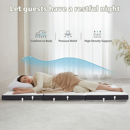 Tri Fold Memory Foam Foldable Mattress Twin, 3 Inch Folding Mattress for Guest Sleep. Portable Trifold Mat with Removable Washable Cover, Floor Sleeping Mat for Adult and Kid4