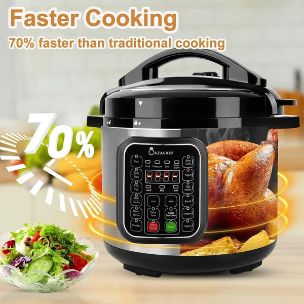 8Qt Stainless Steel Pressure Cooker | 24-Hour Presetting Electric Rice Cooker, 14 in 1 Slow Cooker with Temperature Control | LED Multifunction Steamer, Food Warmer with Nonstick Pot6