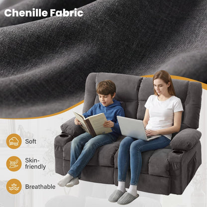 Recliner Loveseat with Cup Holders for Living Room, 2 Seat Manual Loveseat Recliner with Side Pocket6