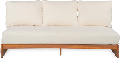 Poppy 2 Piece Patio Conversation Set with Cushion, Acacia Wood 6 Seater Outdoor Sofa Chat Set, Outdoor Sectional Sofa Set of 2 for Patio Furniture Set, Teak+Beige7