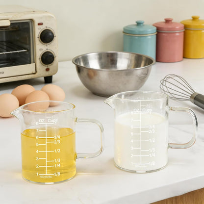 Glass Measuring Cup with Handle, 8OZ/250ML/1 CUP Glass Measuring Pitcher with OZ and Cup Markings, Heat-Resistant Borosilicate Glass for Coffee (NC-250ML)3