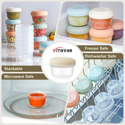 [16 Pack] 4 Oz Small Containers with Lids, Reusable Plastic Jars for Snack and Puree, Salad Dressing Container to Go, Deli Containers, Freezer Baby Food Containers, Dishwasher Safe, BPA Free6
