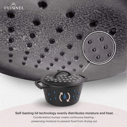 Cast Iron Dutch Oven - 3-Quart Deep Pot + Lid + Pan Scraper + Handle Covers - Large Pre-Seasoned Cooker for Baking Bread, Soup, Frying - Indoor/Outdoor - BBQ Cookware. PFAS and Pfoa-Free4