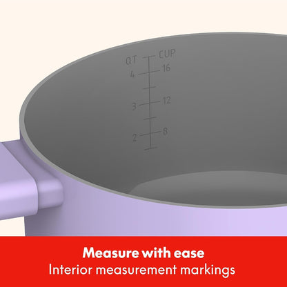 By Bella 12 Piece Cookware Set W Evergood™ Ceramic Nonstick Coating​ and Silicone & Wood Utensils, Dishwasher Safe Silicone & Glass Lids, Oven Safe & All Stovetop Compatible, Lavender6