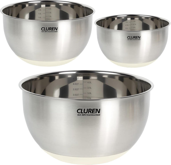304 Stainless Steel Mixing Bowls Set, 3-Piece (1.5, 3 & 5 QT)1