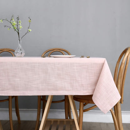 Lux Faux Linen Table Cloth with Slubby Texture Wrinkle Resistant Anti-Shrink Soft Tablecloth for Kitchen Dining Tabletop for Buffet Banquet Parties Event Dinner Rectangle 52 X 70 Inch Blush2