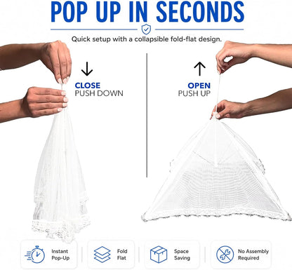 Pop-Up Mesh Food Covers - 17 X 17 In, White, 6 Pack, Large & Tall - Reusable & Collapsible Food Tents for Outdoor Serving5