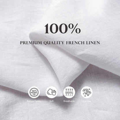 100% Pure French Linen Tablecloth(White, Square-55X55 Inch)3