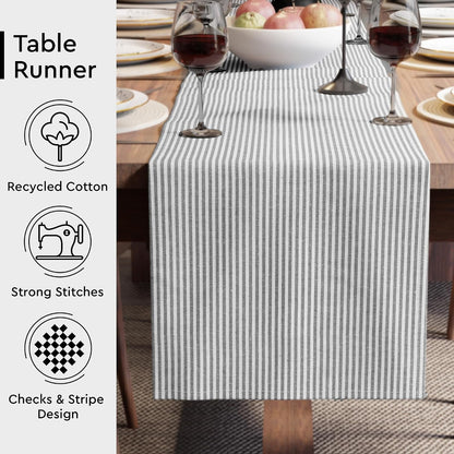 Table Runner, Woven Cotton Dining Linens 13"X59" Black3