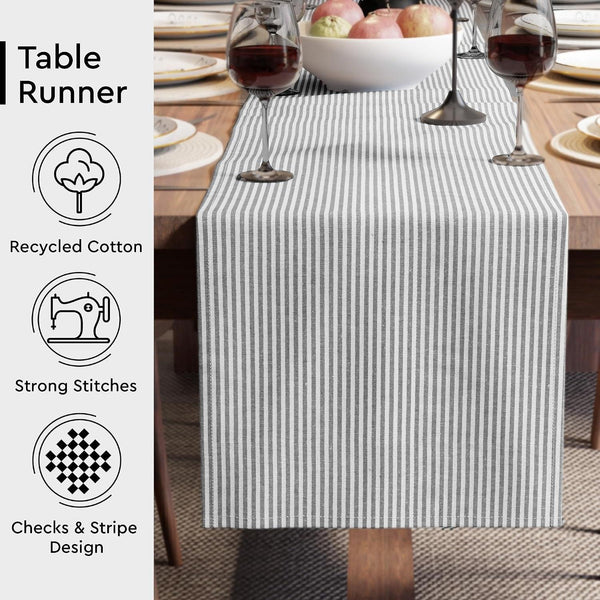 Table Runner, Woven Cotton Dining Linens 13"X59" Black3
