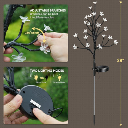 2 Pack Solar Garden Lights Outdoor, Solar Lights Outdoor Flowers4