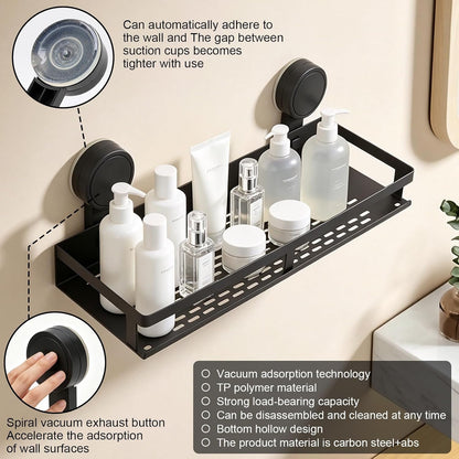 Suction Cup Shelf for Mirror,15.4 Inch No Drill Carbon Steel Rack6