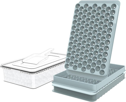 Mini Ice Cube Trays for Freezer with Lid, 0.55" Pebble Ice | 2 Trays-Blue, with Ice Box & Scoop. for Iced Coffee, Bottles, Juice & Everyday Drinks, Easy Twist Release, Stackable1