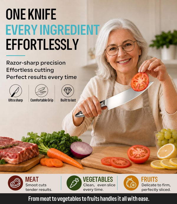 8'' Chef Knife，German Ultra Sharp Kitchen Knife Gifts for Women/Men6