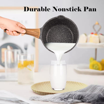 Nonstick Saucepan with Lid, 1.8 Quart Classic Red Granite Coated Pasta Soup Pot for All Stovetops, 7 Inch Small Sauce Pan for Cooking Sauce Soup and Milk3