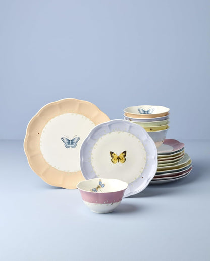 Butterfly Meadow Colors Porcelain 18-Piece Dinnerware Set for 62