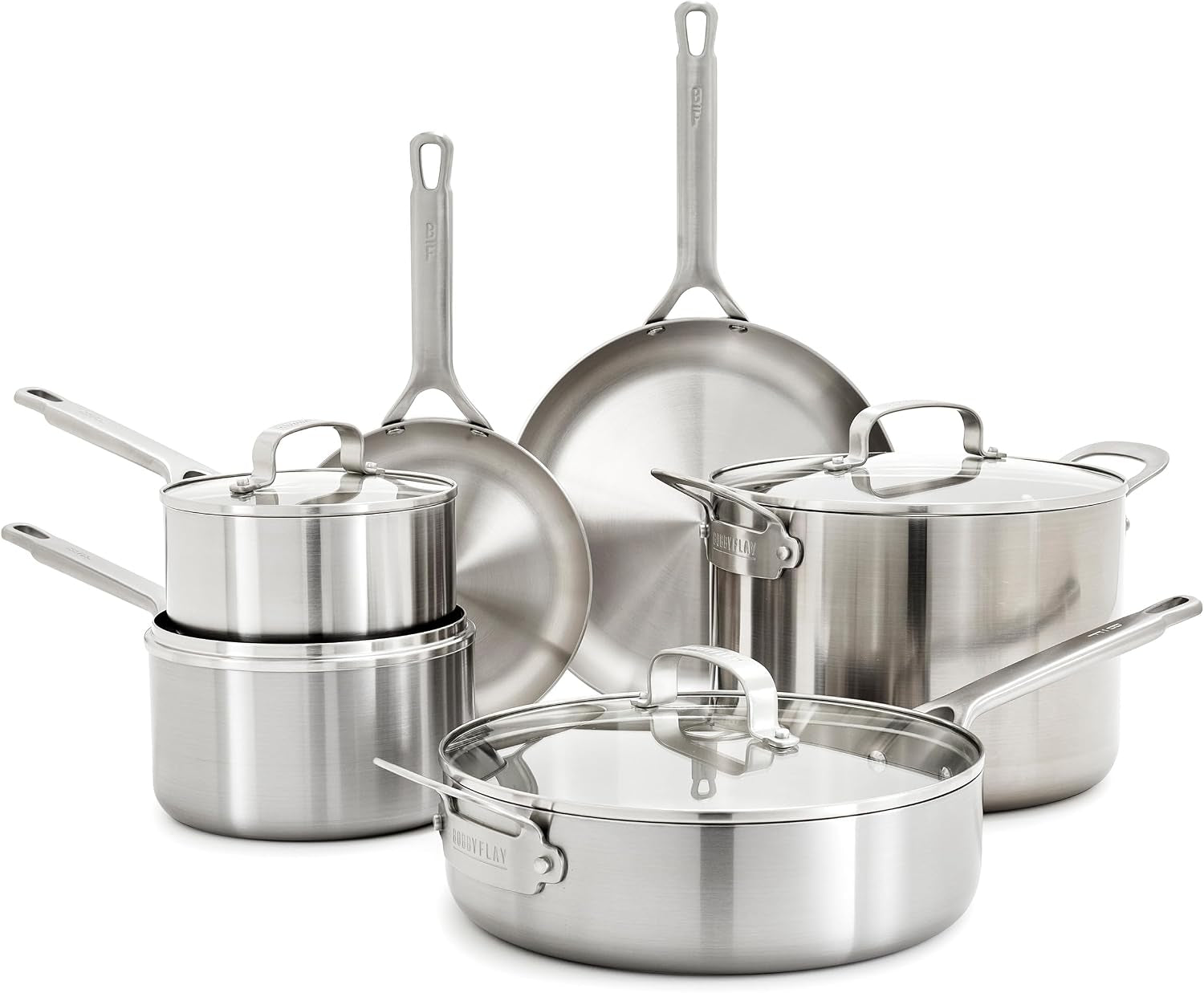 x-bobby-flay-10-piece-stainless-steel-cookware-set-tri-ply-multiclad-pots-pans-professional-grade-oven-broiler-safe-to-600-f-dishwasher-safe-durable-induction-compatible-silver
