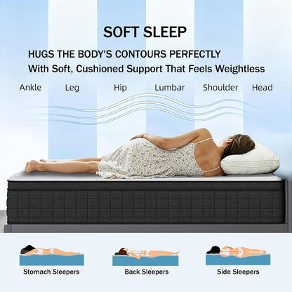 Twin Mattress 12 Inch, Memory Foam Hybrid Pocket Spring Medium Firm in a Box, Cooling Breathable Bedding for Home Bedroom（12 Twin）3