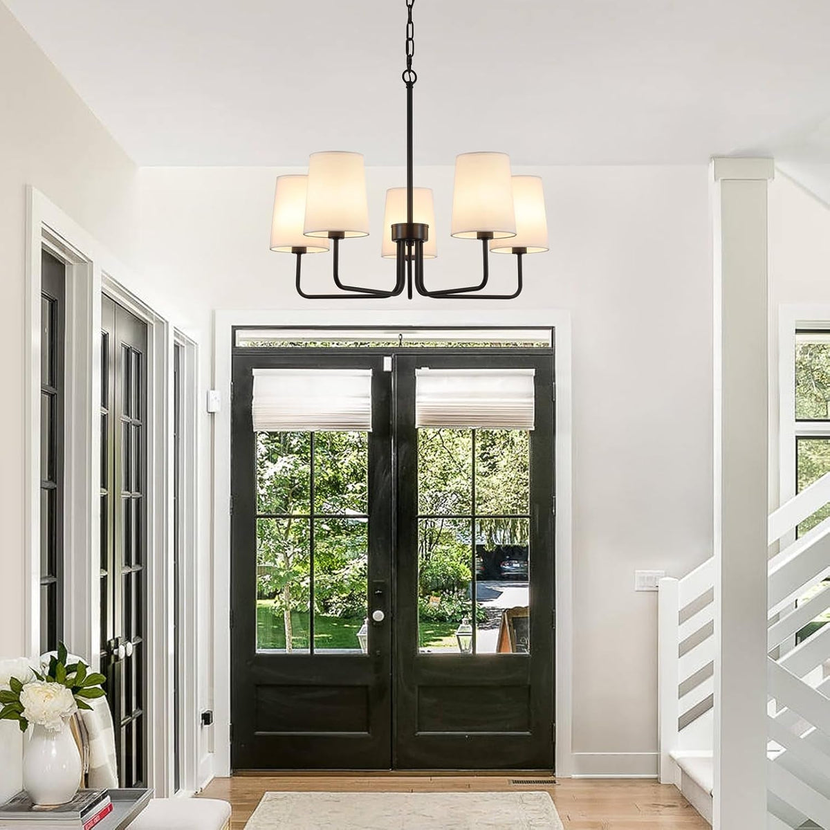 farmhouse-chandelier-matte-black-with-white-fabric-shade-farmhouse-linear-island-lighting-fixture-for-kitchen-dining-room-5-light-matte-black-with-fabric-shades