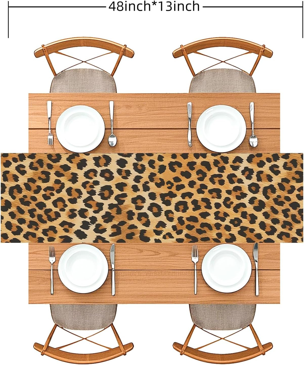leopard-print-table-runner-48x13-inch-washable-linen-texture-dining-decor