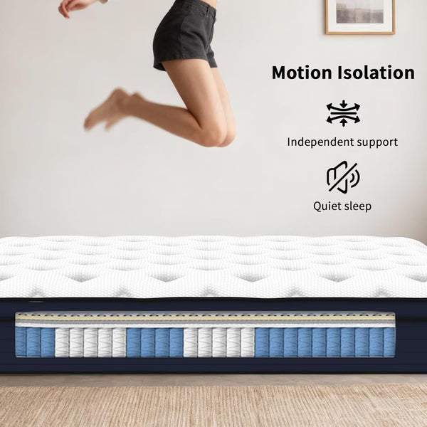 Queen Mattress, 14 Inch Hybrid Memory Foam Mattress in a Box, Cooling Gel for Pressure Relief & Back Pain Support, Certipur-Us Certified, Medium Firm Bed, Breathable Comfort Sleep7