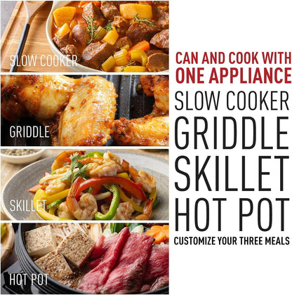 Slow Cooker,  1500W Electric Skillet 7.5-Quart Extra-Large Capacity Multi-Cooker with 5-Level Heat Settings, Come with Non-Stick Skillet Pan & Cooking Pot, Dishwasher Safe, Black4