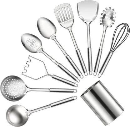 Stainless Steel Kitchen Cooking Utensils, 10 PCS Metal Spatula Set1