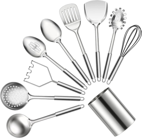 Stainless Steel Kitchen Cooking Utensils, 10 PCS Metal Spatula Set1