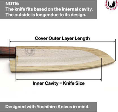 Magnetic Oak Wood Saya Cover Blade Protector for Santoku (180Mm)7In8
